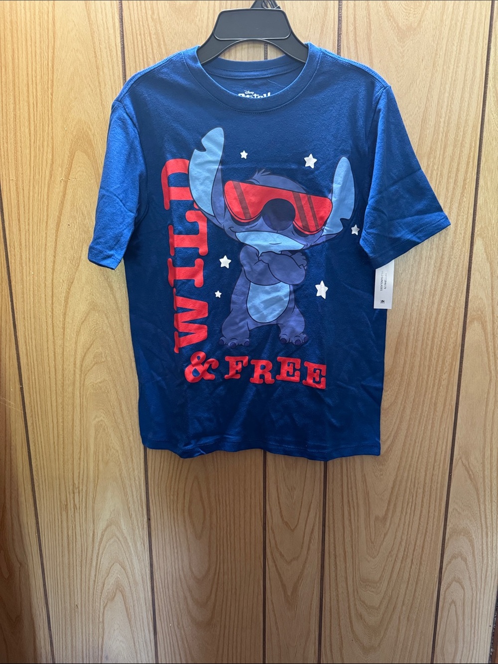 Blue Kids Graphic Tee with Red Accents - 'Wild & Free'